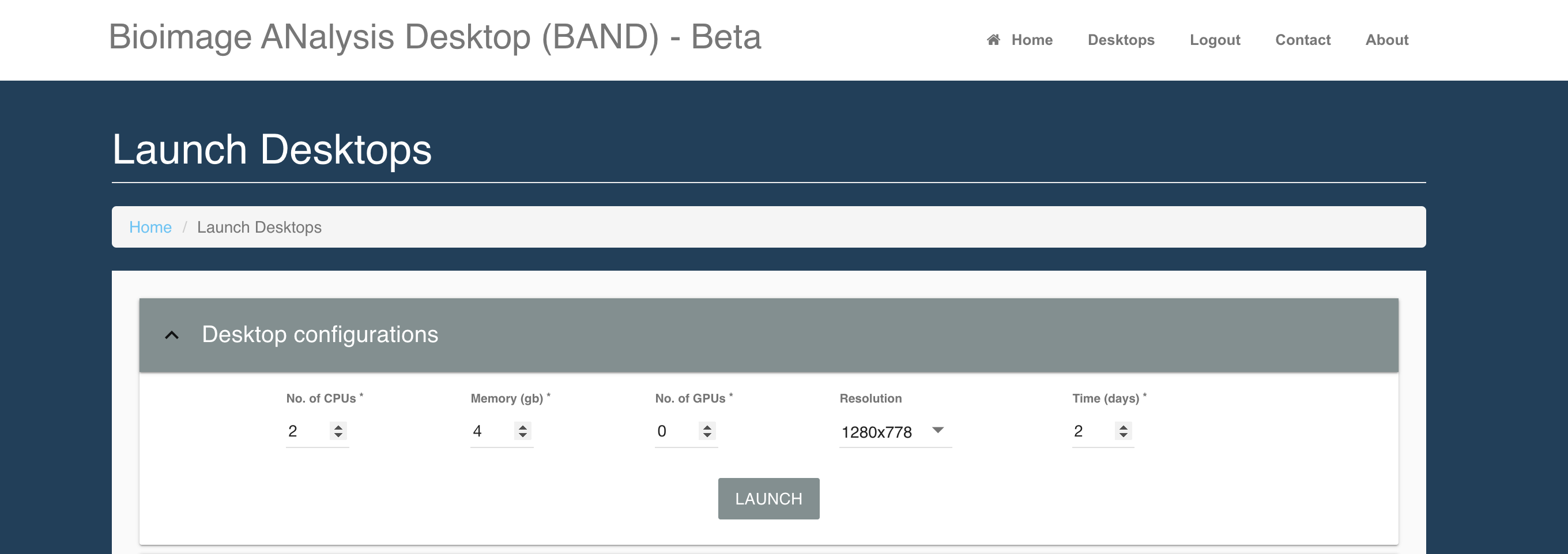 Screenshot of BAND homepage
