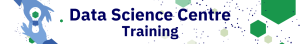Banner with the words Data Science Centre Training in blue.